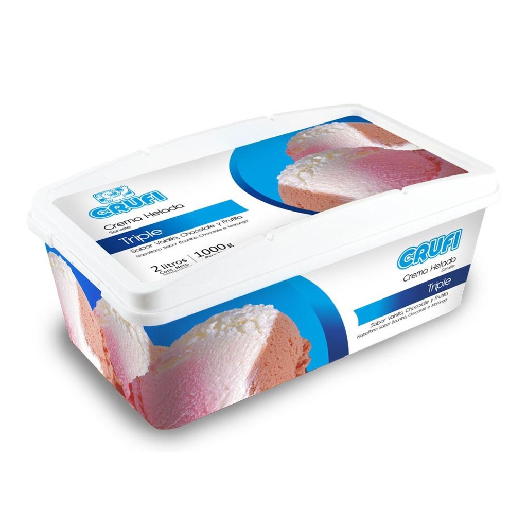 Barra Crufi 2lt triple vainilla,chocolate y frutilla